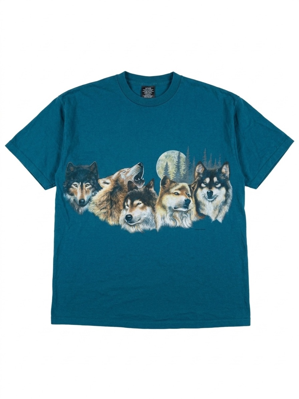 Vintage 90s Wolf T-Shirt Men XL Signal Sport Nature Graphic All Over Print USA